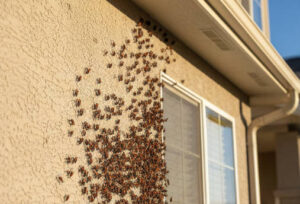 Why Boxelder Bugs Gather on Utah Homes Each Fall: Expert Insight from Utah Beeline 1 swarm of beetles crawling on the exterior wall of a house