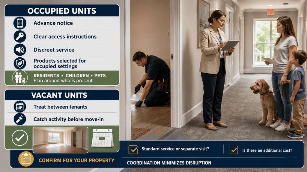 How does treatment work around occupied units and tenants
