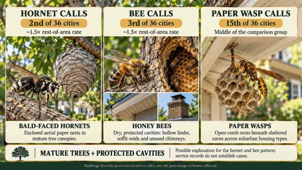 Hornets and bees near the top for both